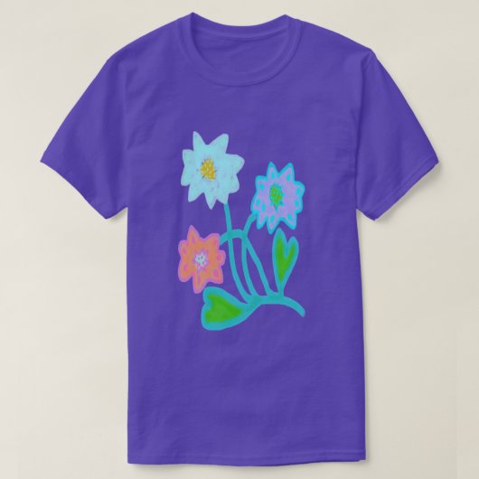 T-shirt Fleurs Abstraites Colorées (Design devant)