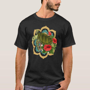T-shirt Fleurs animales de tortues de mer tribales Mandala
