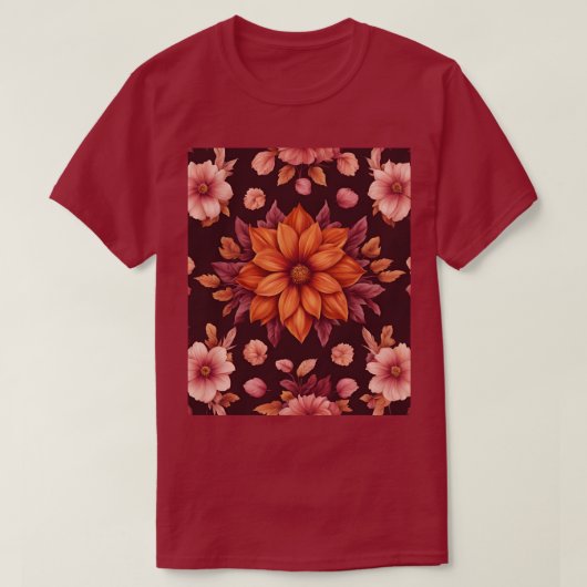 T-shirt Fleurs Automnes Maroon (Design devant)