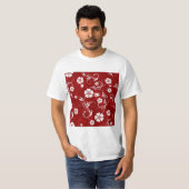 T-shirt Fleurs blanches Arrière - plan rouge (Devant entier)