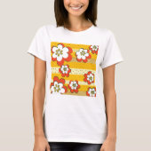 T-shirt Fleurs Blanches Et Oranges Rétro (Devant)