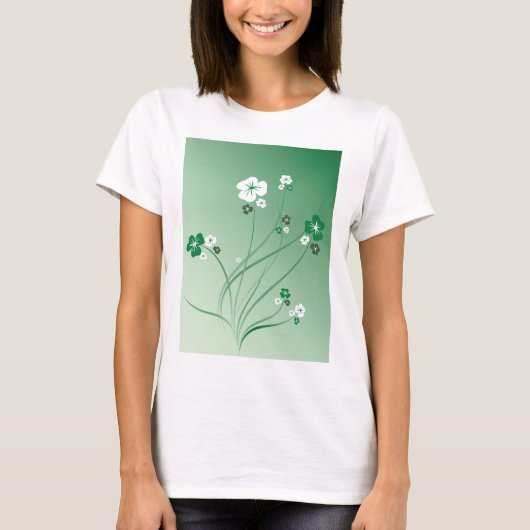 T-shirt Fleurs Blanches Et Vertes (Devant)