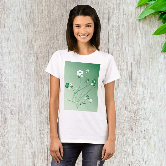 T-shirt Fleurs Blanches Et Vertes