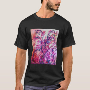 T-shirt FLEURS BLANCHES rose vif pourpre blanc