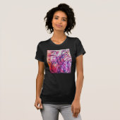 T-shirt FLEURS BLANCHES rose vif pourpre blanc (Devant entier)