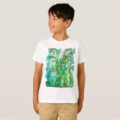 T-shirt FLEURS BLANCHES vert vif bleu jaune (Devant entier)