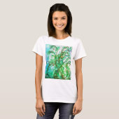 T-shirt FLEURS BLANCHES vert vif bleu jaune (Devant entier)