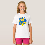 T-shirt Fleurs bleu et jaune (Devant entier)