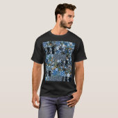 T-shirt Fleurs Bleues Patchwork : Tissu sans couture. (Devant entier)