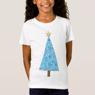 T-Shirt Fleurs bleues sur un sapin de Noël moderne
