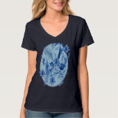 T-shirt Fleurs bleues turquoises sur un support texturé sc (Devant)