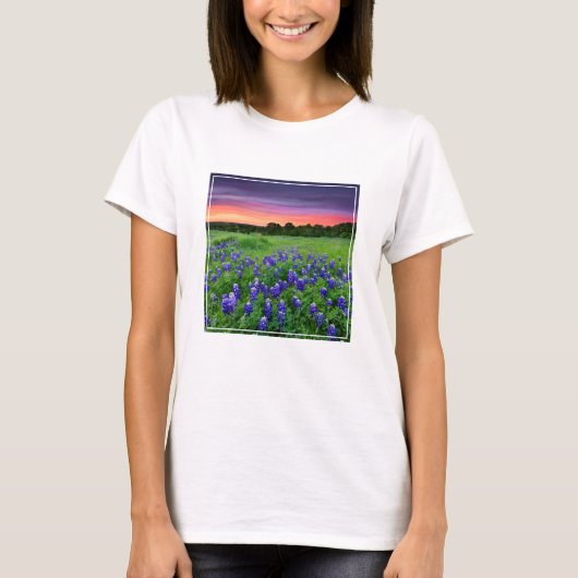 T-shirt Fleurs | Bluebonnets à Sunset Texas (Devant)