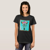 T-shirt Fleurs Boho Occidentales Taureau de vache Turquois (Devant entier)