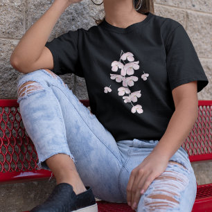T-shirt Fleurs Botaniques Fleurs de Cerisier Roses Mignonn
