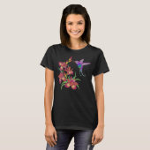 T-shirt Fleurs brodées de colibri et d'iris (Devant entier)
