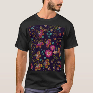 T-shirt Fleurs brodées : mode sans couture motif