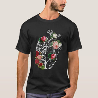 T-shirt Fleurs cardiaques anatomiques pour femmes Florales