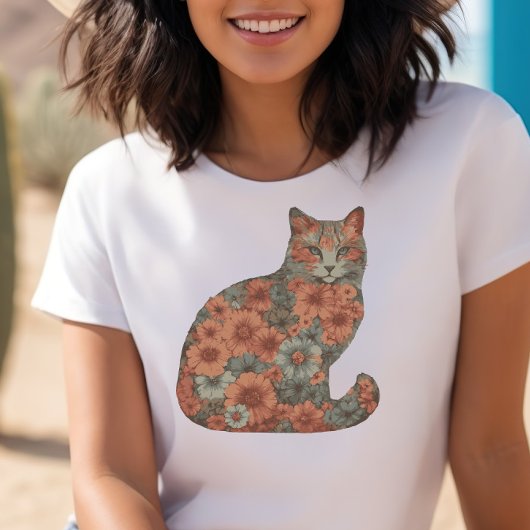 T-shirt Fleurs, Chat, Fleur Fleur Chat, Fleurs et Chat