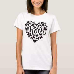 T-shirt Fleurs Coeurs Maman