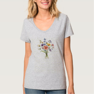 T-shirt Fleurs Colorées de Prairie Arrangement Naturel Dou