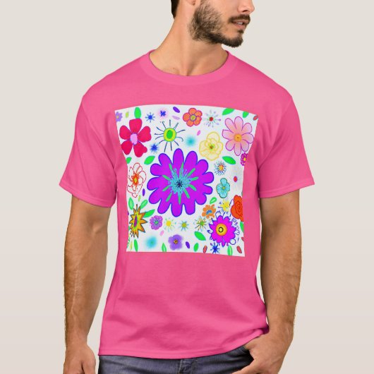 T-shirt Fleurs colorées Motif (Devant)