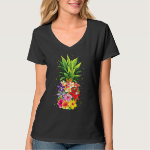 T-shirt Fleurs d'ananas Aloha Hawaï Vintage Floral Hawaïen