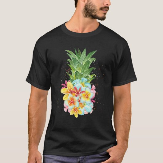 T-shirt Fleurs d'ananas Aloha Hawaiian Tee Aineapple Tee (Devant)