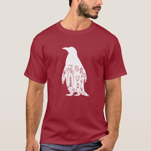 T-shirt Fleurs d'animaux de Penguin mignonnes (Devant)