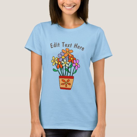 T-shirt Fleurs dans Pot, ajouter du texte (Devant)