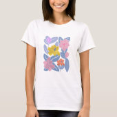 T-shirt Fleurs d'aquarelle bleue feminine chic élégant (Devant)