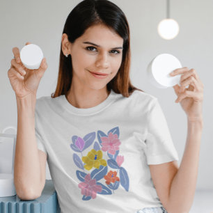 T-shirt Fleurs d'aquarelle bleue feminine chic élégant