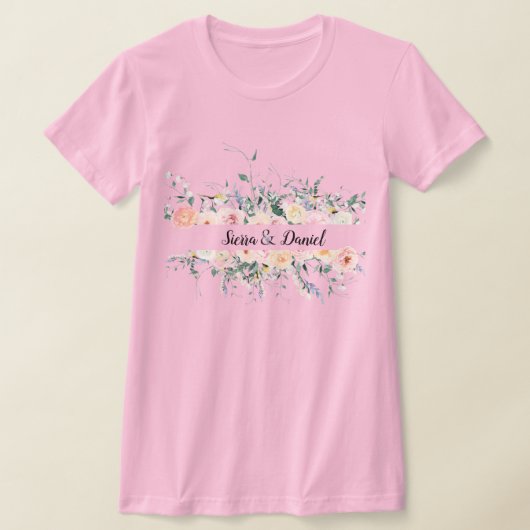 T-shirt Fleurs d'aquarelle de mariée et de chambre personn (Poser)