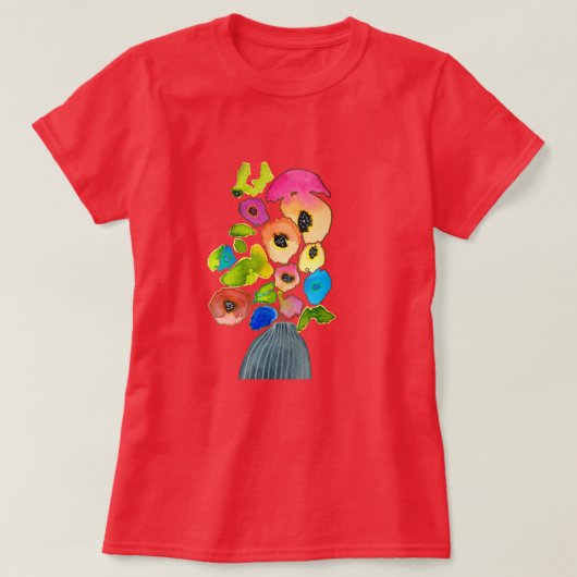 T-shirt Fleurs d'aquarelle fleuries colorées (Design devant)