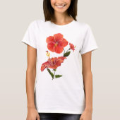 T-shirt Fleurs d'aquarelle rouge Hibiscus (Devant)