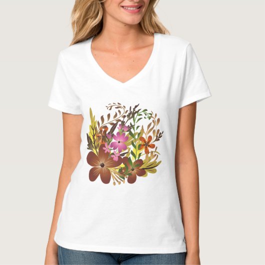 T-shirt Fleurs d'automne et feuilles (Devant)