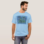 T-shirt Fleurs de bromeliade sur bleu (Devant entier)