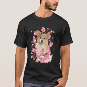 T-shirt Fleurs de cerisier corgi