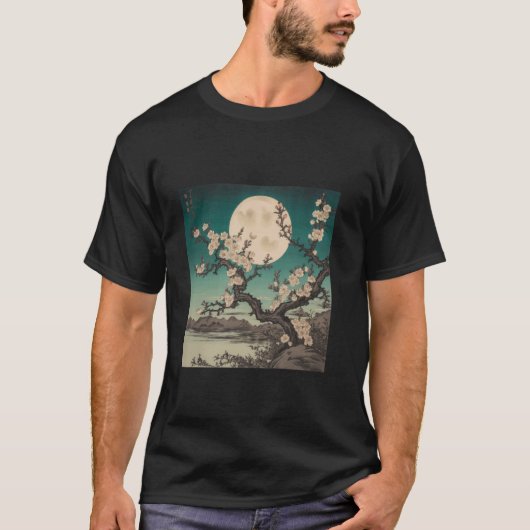 T-shirt Fleurs de cerisiers en Sérénité Lune (Devant)