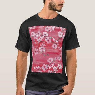 T-shirt Fleurs de cerisiers, sans soudure, motif aquarelle