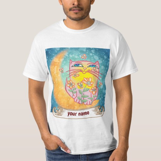 T-shirt Fleurs de chat de lune (Devant)