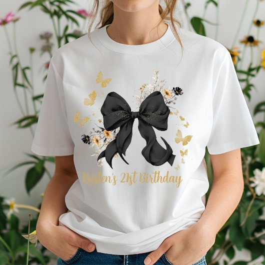 T-shirt Fleurs de Coquette Noir Anniversaire 