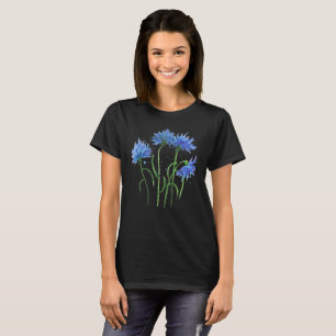 T-shirt Fleurs de Cornflowers bleu aquarelle rustique joli
