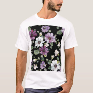 T-shirt Fleurs De Cosmos Élégantes : Aquarelle Sans Couleu