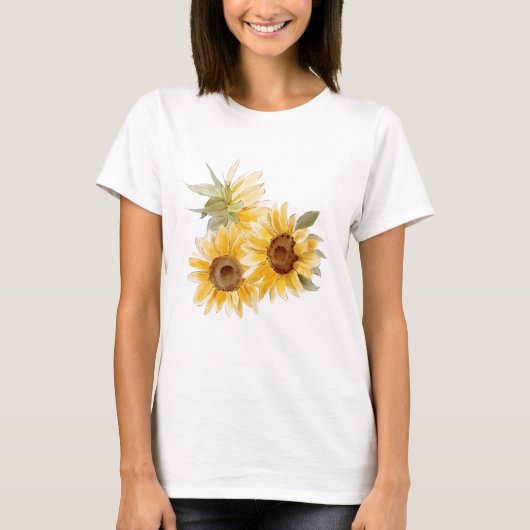 T-shirt Fleurs de couleur aquarelle (Devant)