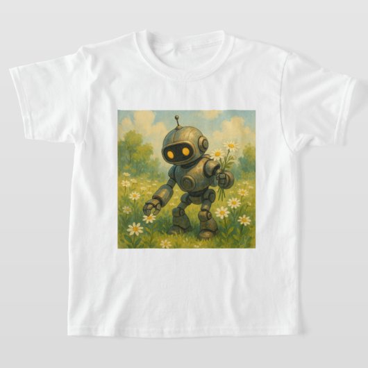 T-shirt Fleurs de cueillette de robots (Poser)