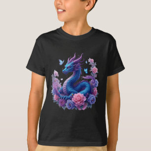 T-shirt Fleurs de dragon Beau Art coloré Graphisme