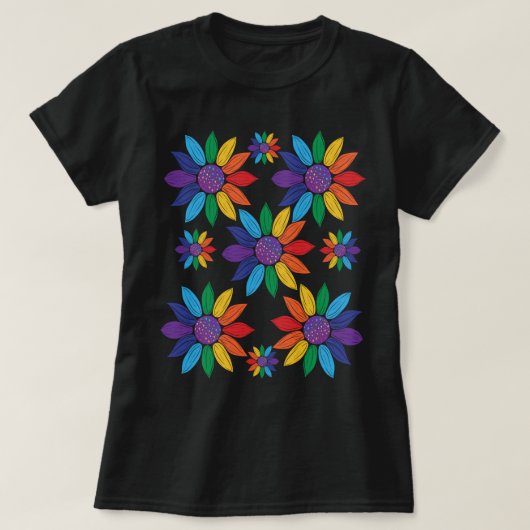 T-shirt Fleurs de fierté arc-en-ciel (Design devant)