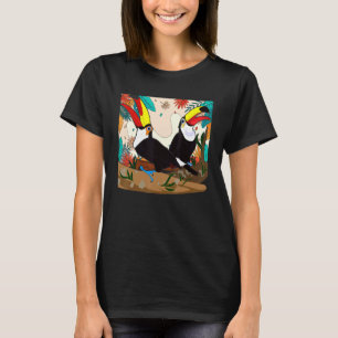 T-shirt Fleurs de forêt tropicale Zoo tropical Oiseau anim