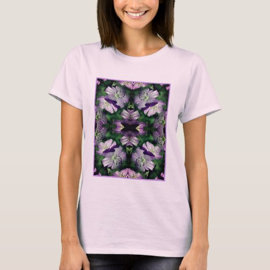 T-shirt Fleurs de géranium violet Multipliées Abstraites (Devant)
