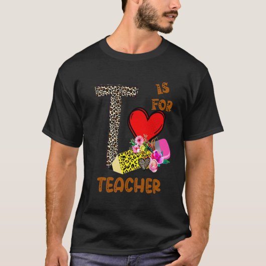 T-shirt Fleurs de léopard Crayon Enseignant (Devant)
